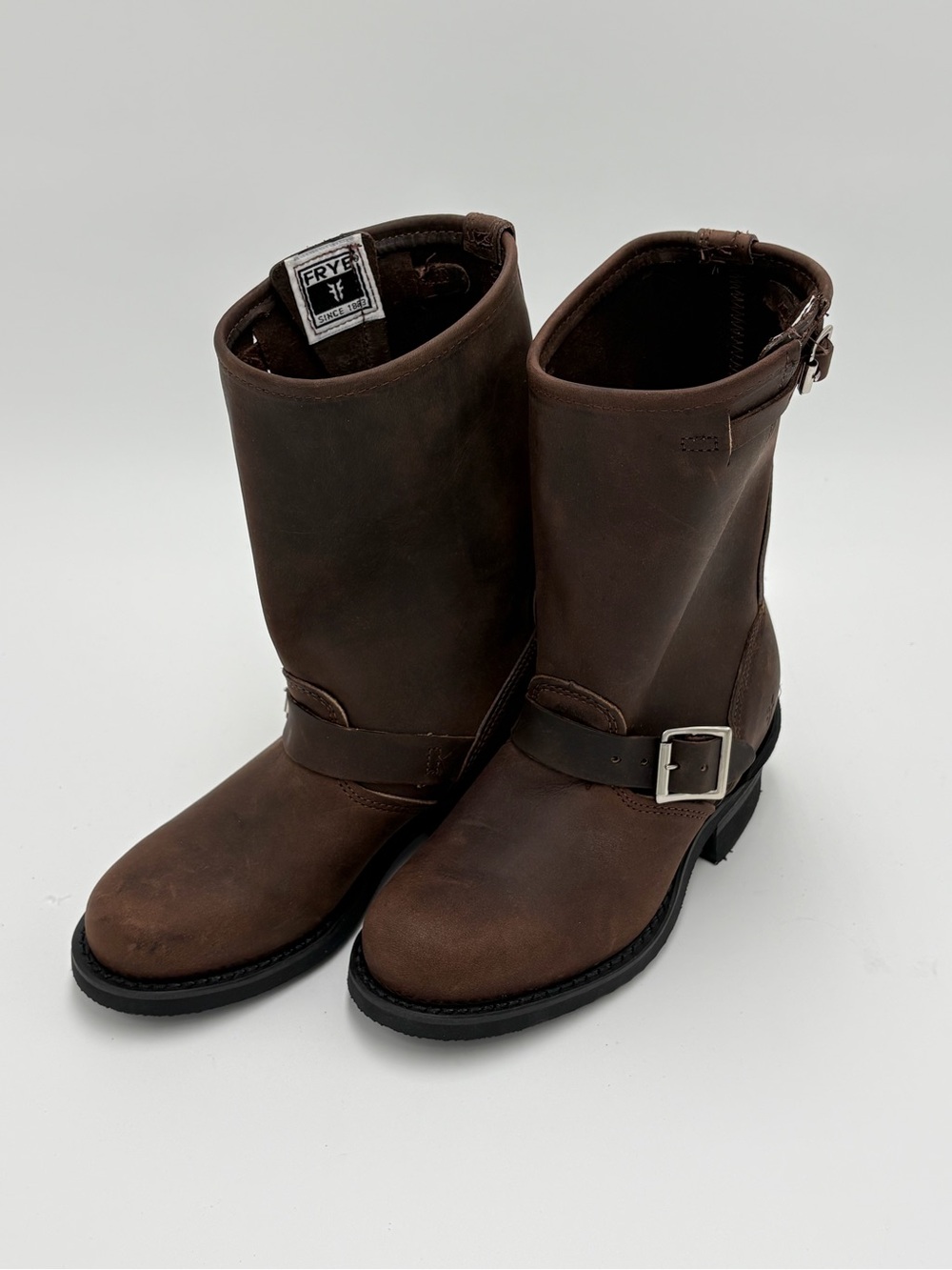 Frye Dark Brown Leather Harness Engineer Boots
